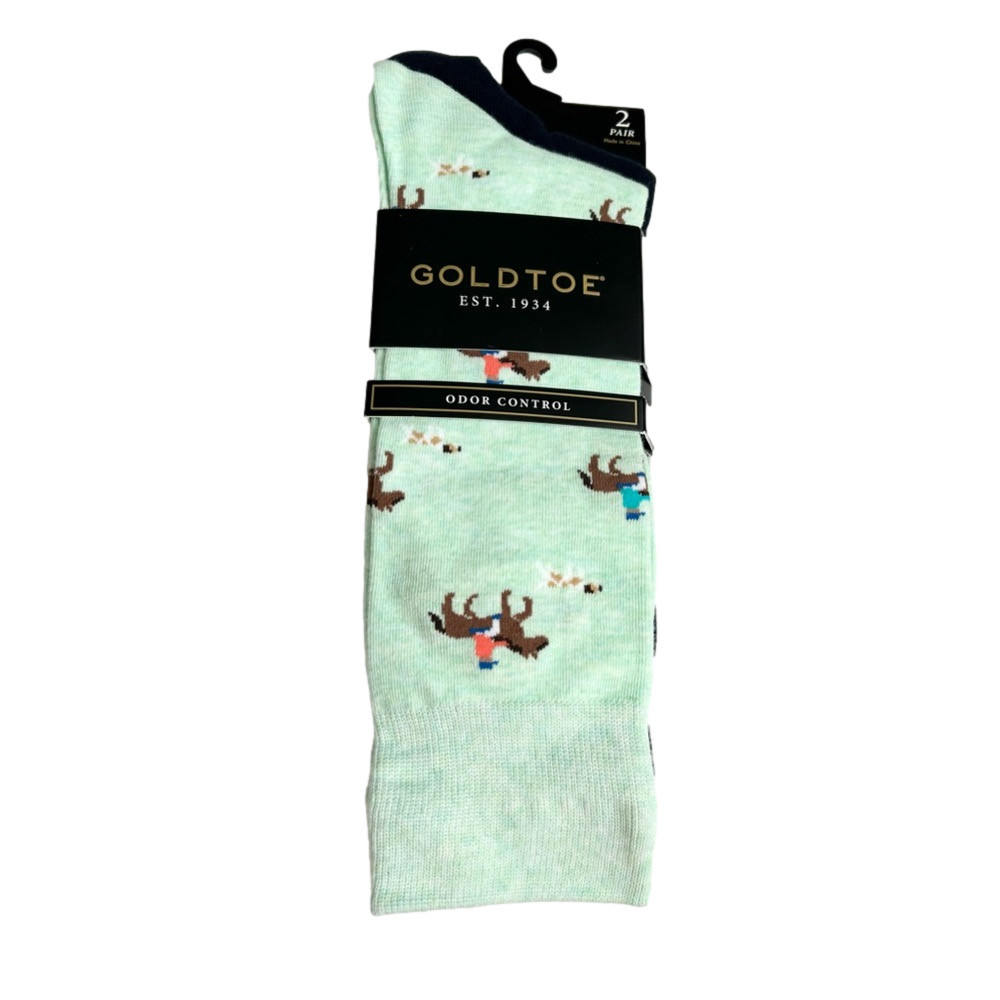 Men’s Gold toe Horse Crew Socks Oder Control 2 Pairs NWT